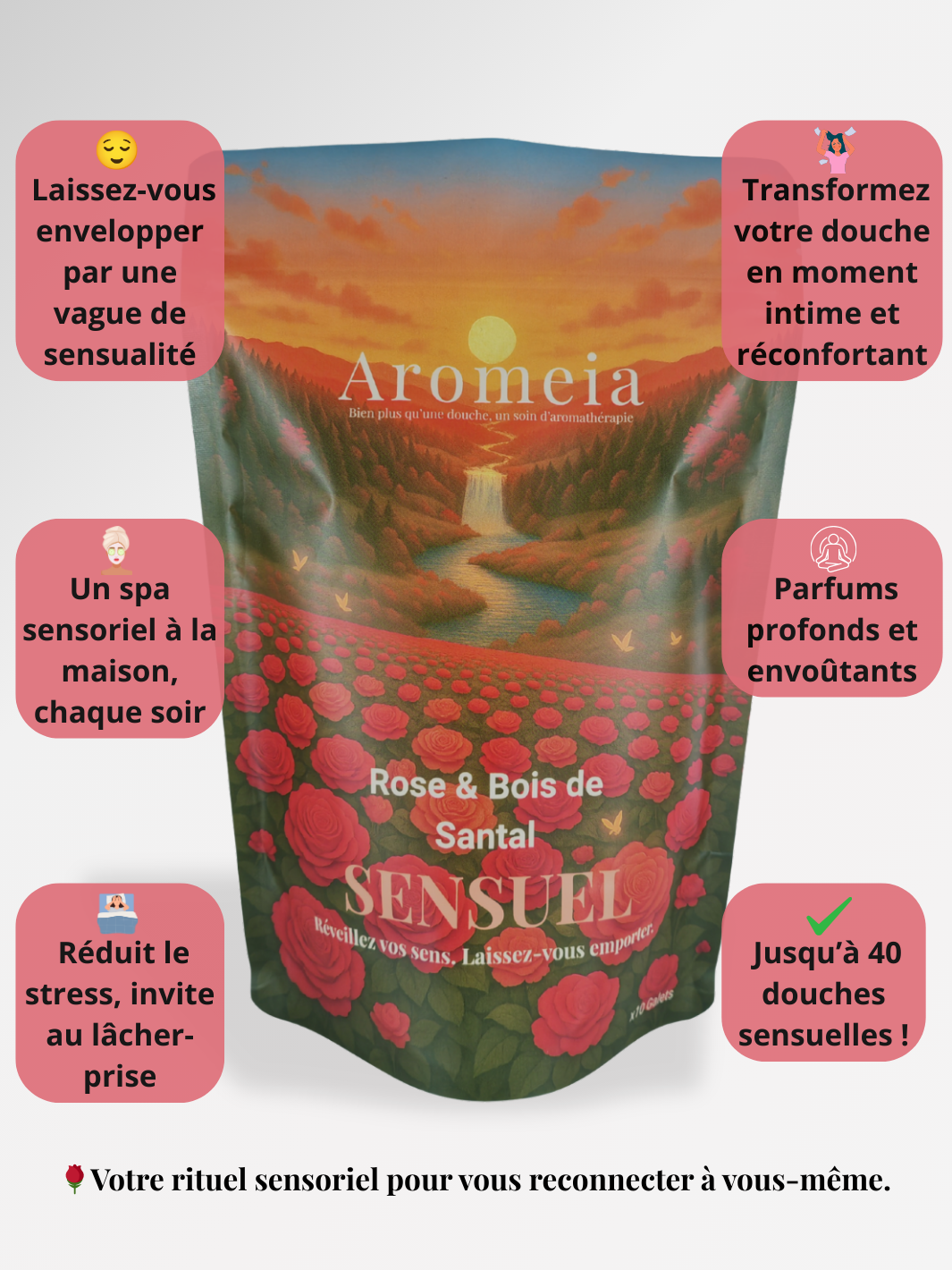 Bombe de douche | Coffret SENSUEL | 10 Bombes Rose & Bois de Santal