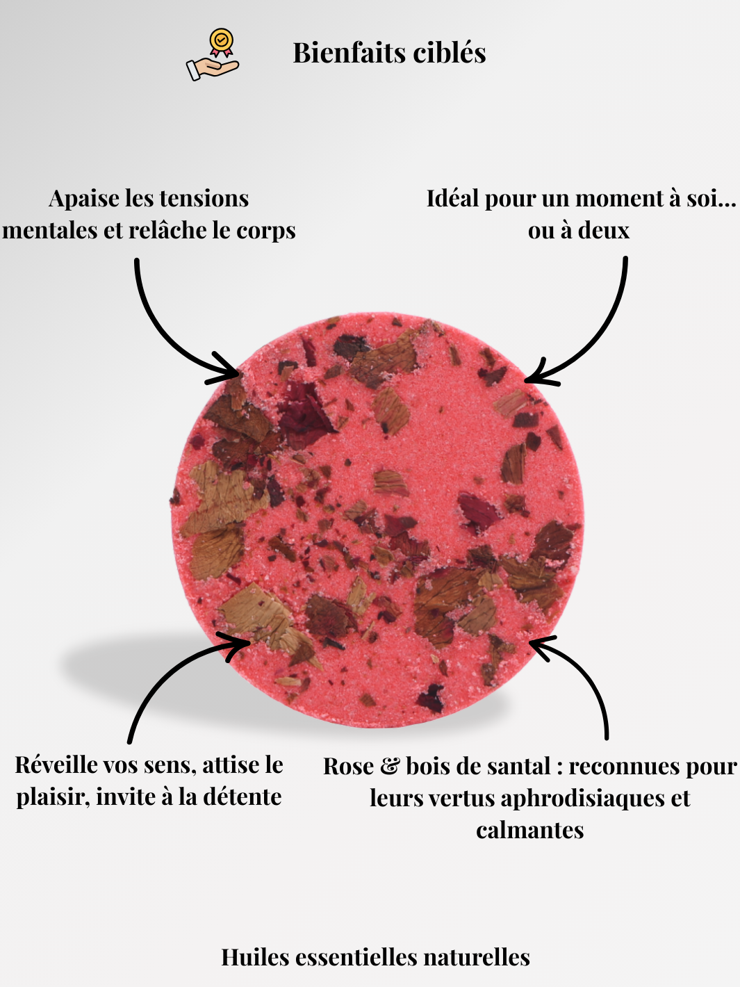 Bombe de douche | Coffret SENSUEL | 10 Bombes Rose & Bois de Santal