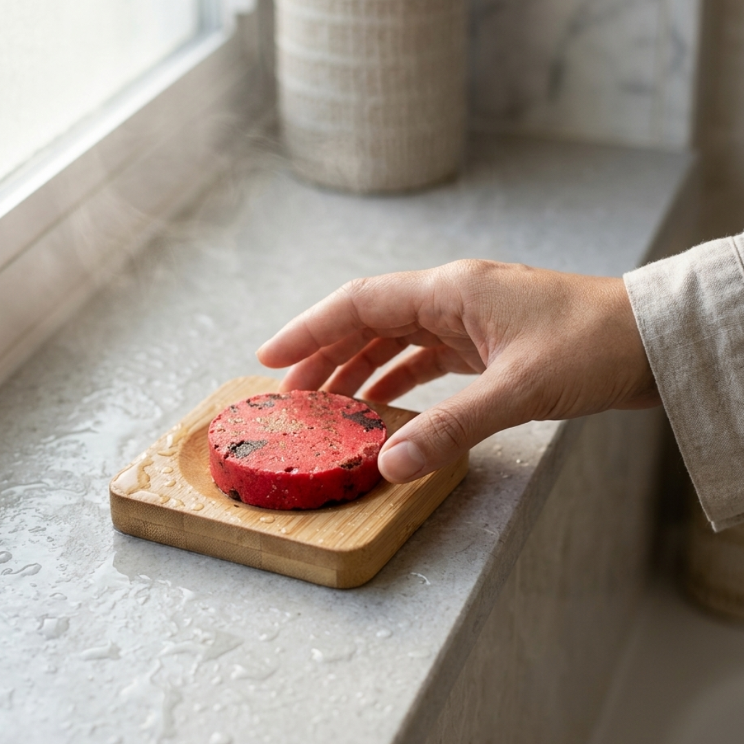 Support en bambou | Socle de diffusion pour bombes de douche Aromeia