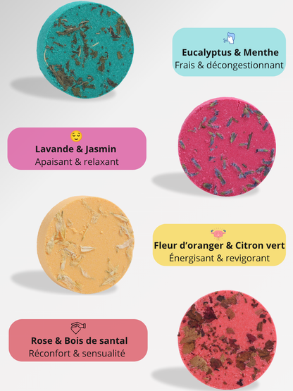 Bombe de douche | Coffret découverte | 8 arômes intenses à base d'huile essentielle premium.
