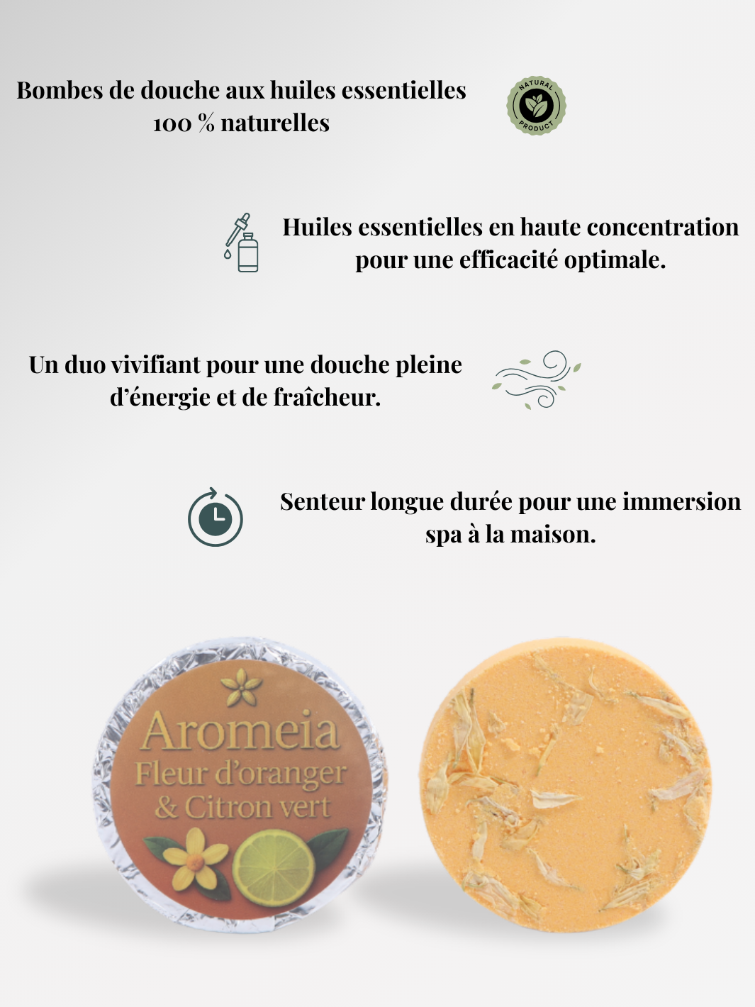 Bombe de douche | Coffret ÉNERGIE | 10 Bombes Fleur d’oranger & Citron Vert