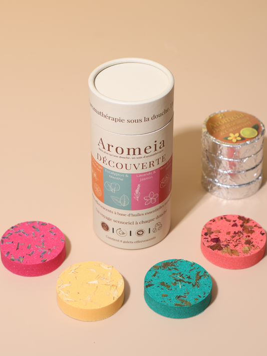Bombe de douche | Coffret découverte | 8 arômes intenses à base d'huile essentielle premium.