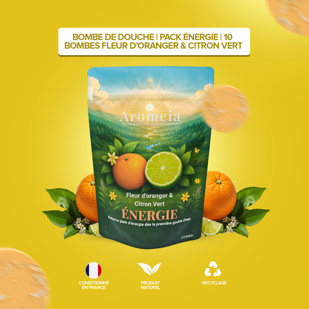 Bombe de douche | Pack ÉNERGIE | 10 Bombes Fleur d’oranger & Citron Vert