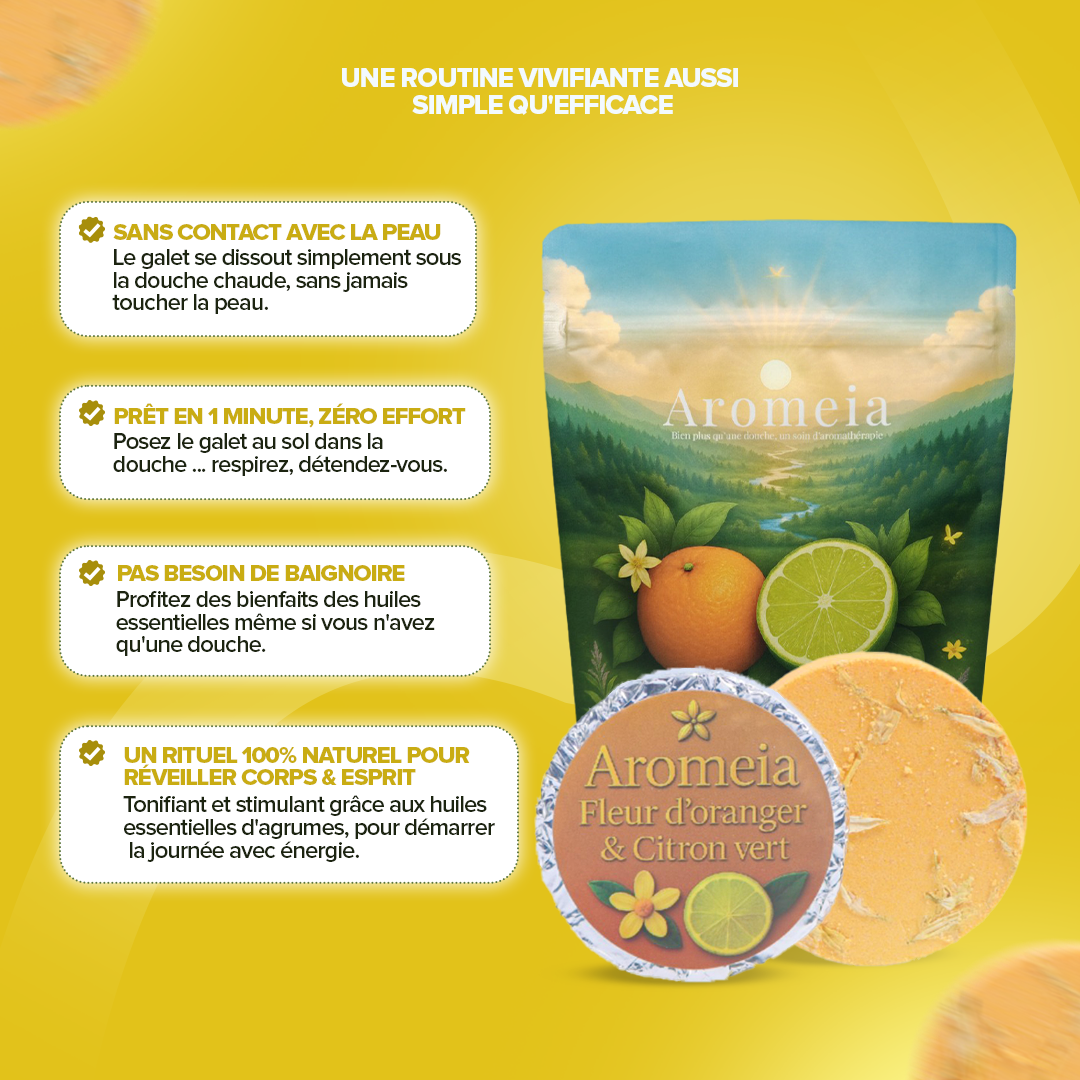 Bombe de douche | Pack ÉNERGIE | 10 Bombes Fleur d’oranger & Citron Vert