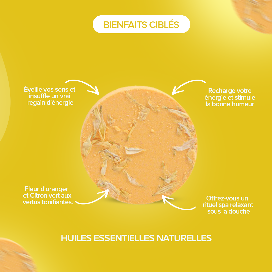 Bombe de douche | Pack ÉNERGIE | 10 Bombes Fleur d’oranger & Citron Vert