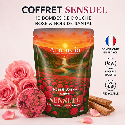 Coffret Sensuel | 10 Bombes de douche Rose & Bois de Santal