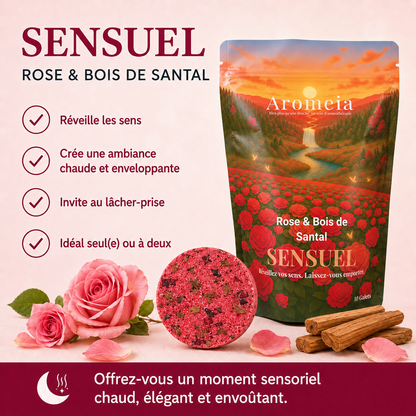 Coffret Sensuel | 10 Bombes de douche Rose & Bois de Santal
