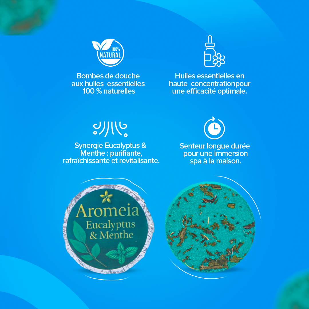 Bombe de douche | Pack PURIFIANT | 10 Bombes Eucalyptus & Menthe