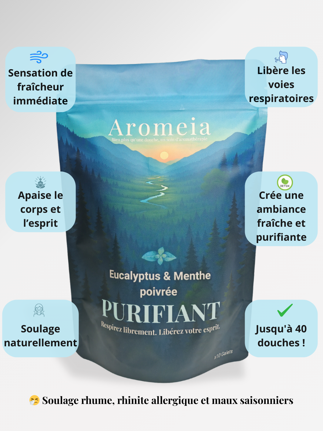 Bombe de douche | Coffret PURIFIANT | 10 Bombes Eucalyptus & Menthe