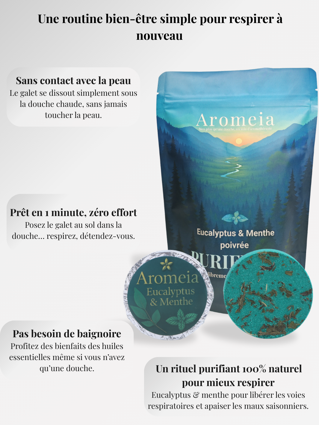 Bombe de douche | Coffret PURIFIANT | 10 Bombes Eucalyptus & Menthe