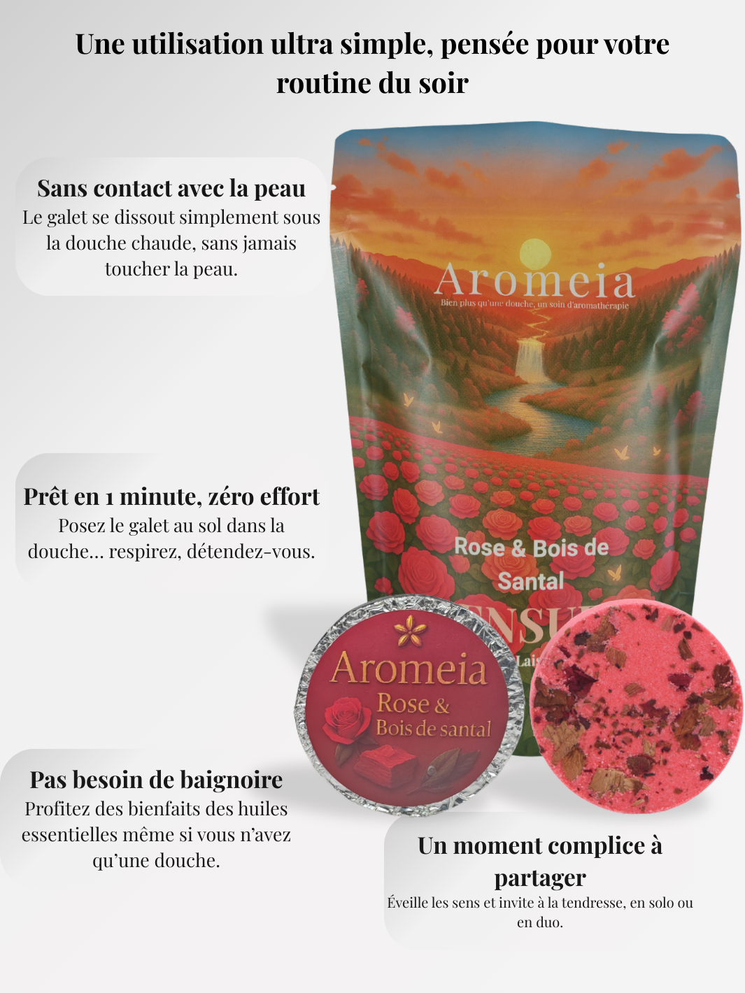 Bombe de douche | Coffret SENSUEL | 10 Bombes Rose & Bois de Santal
