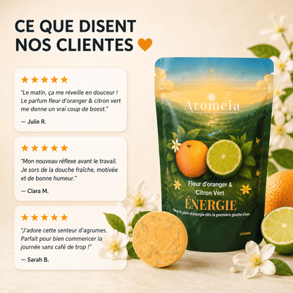 Coffret Énergie | 10 Bombes de douche Fleur d'oranger & Citron Vert - Aromeia