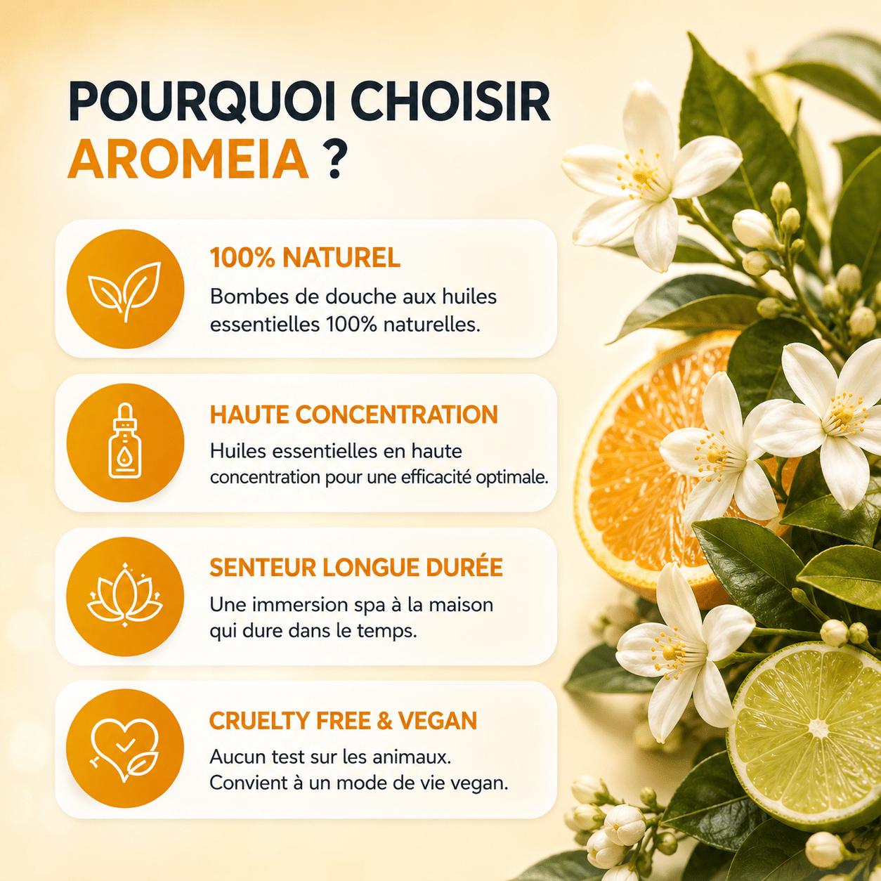 Coffret Énergie | 10 Bombes de douche Fleur d'oranger & Citron Vert - Aromeia