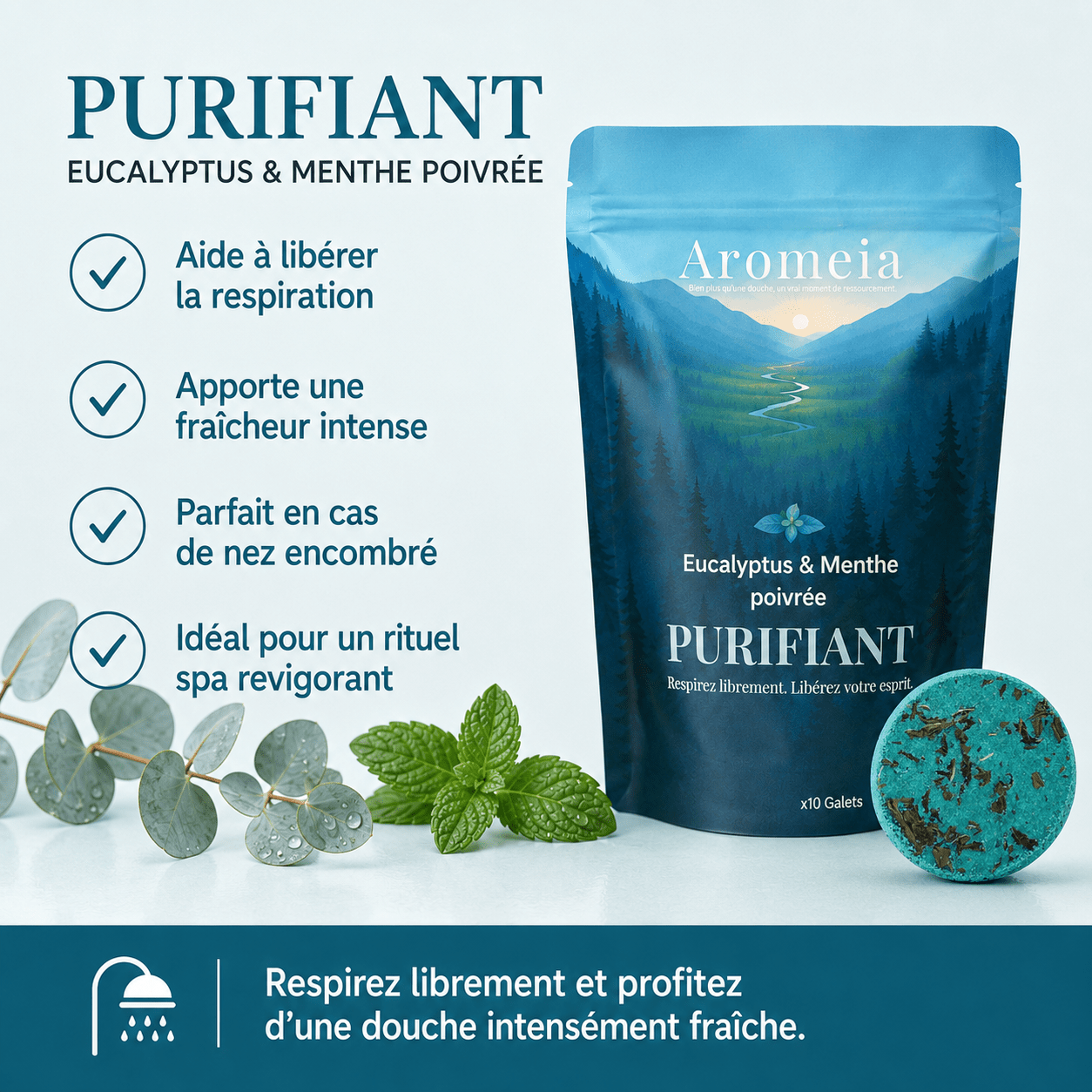 Coffret Purifiant | 10 Bombes de douche Eucalyptus & Menthe - Aromeia