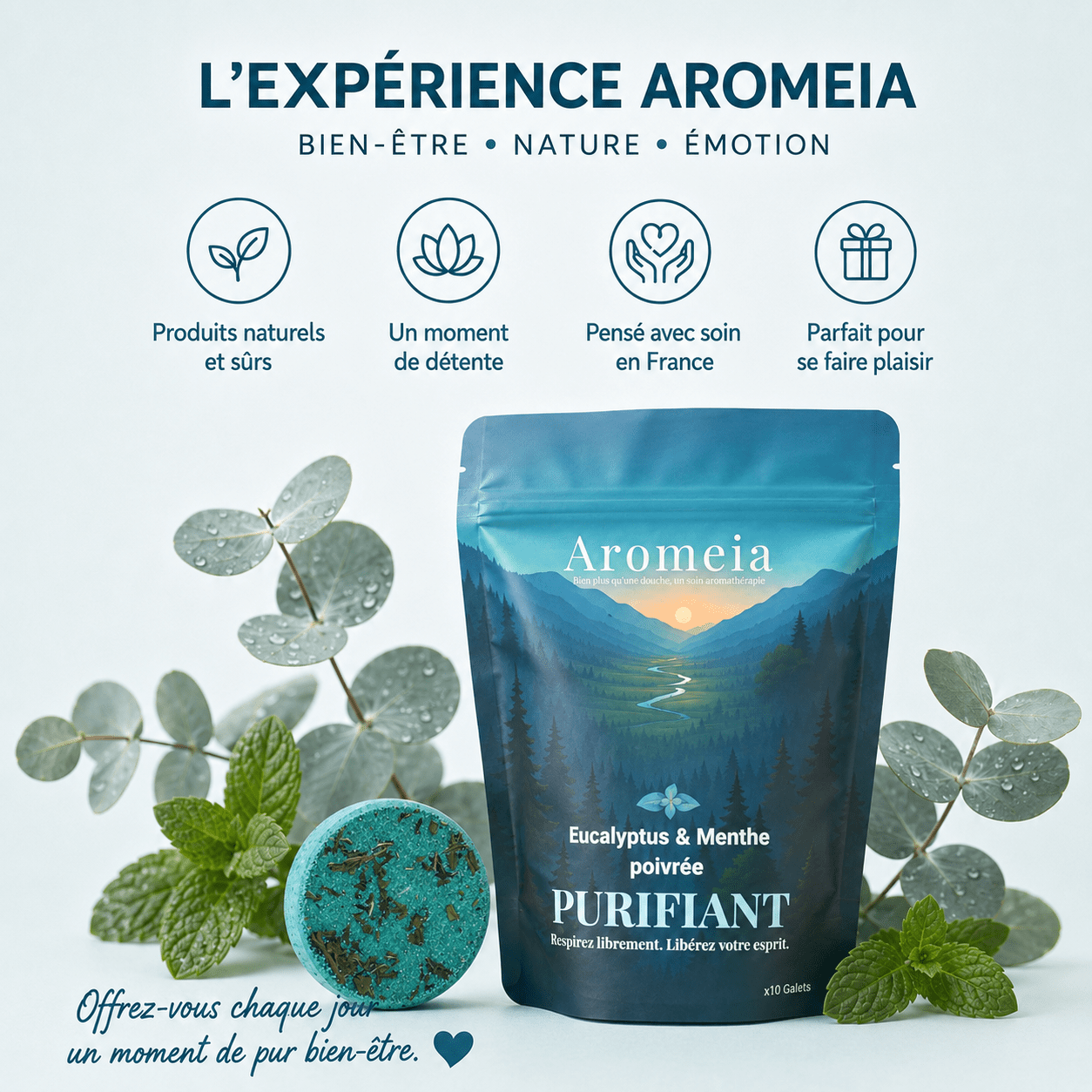 Coffret Purifiant | 10 Bombes de douche Eucalyptus & Menthe - Aromeia