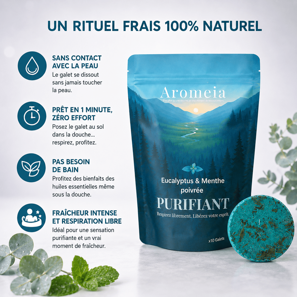 Coffret Purifiant | 10 Bombes de douche Eucalyptus & Menthe - Aromeia