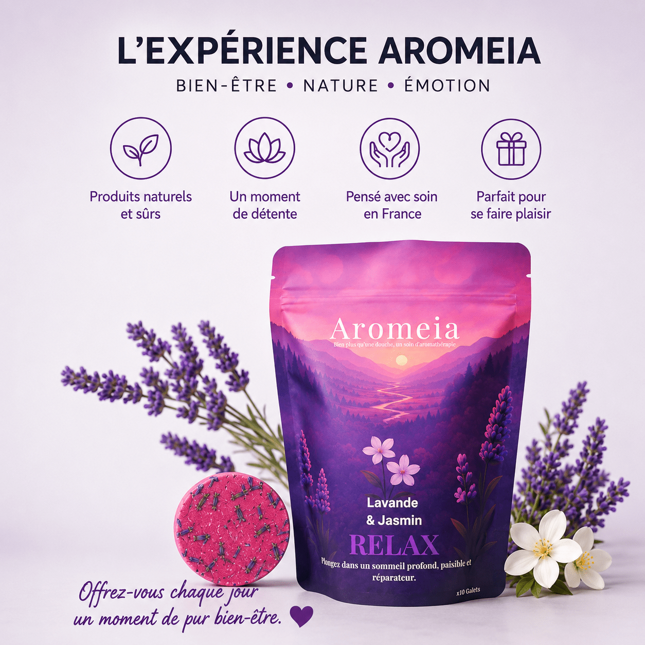 Coffret Relax | 10 Bombes de douche Lavande & Jasmin - Aromeia