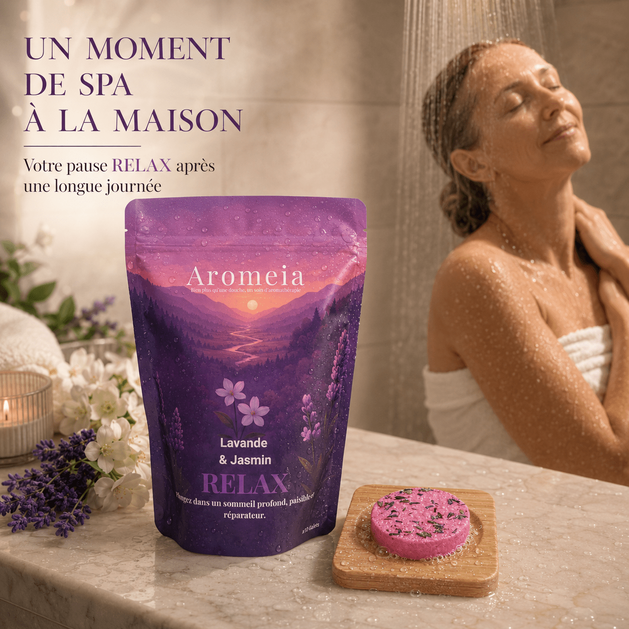 Coffret Relax | 10 Bombes de douche Lavande & Jasmin - Aromeia