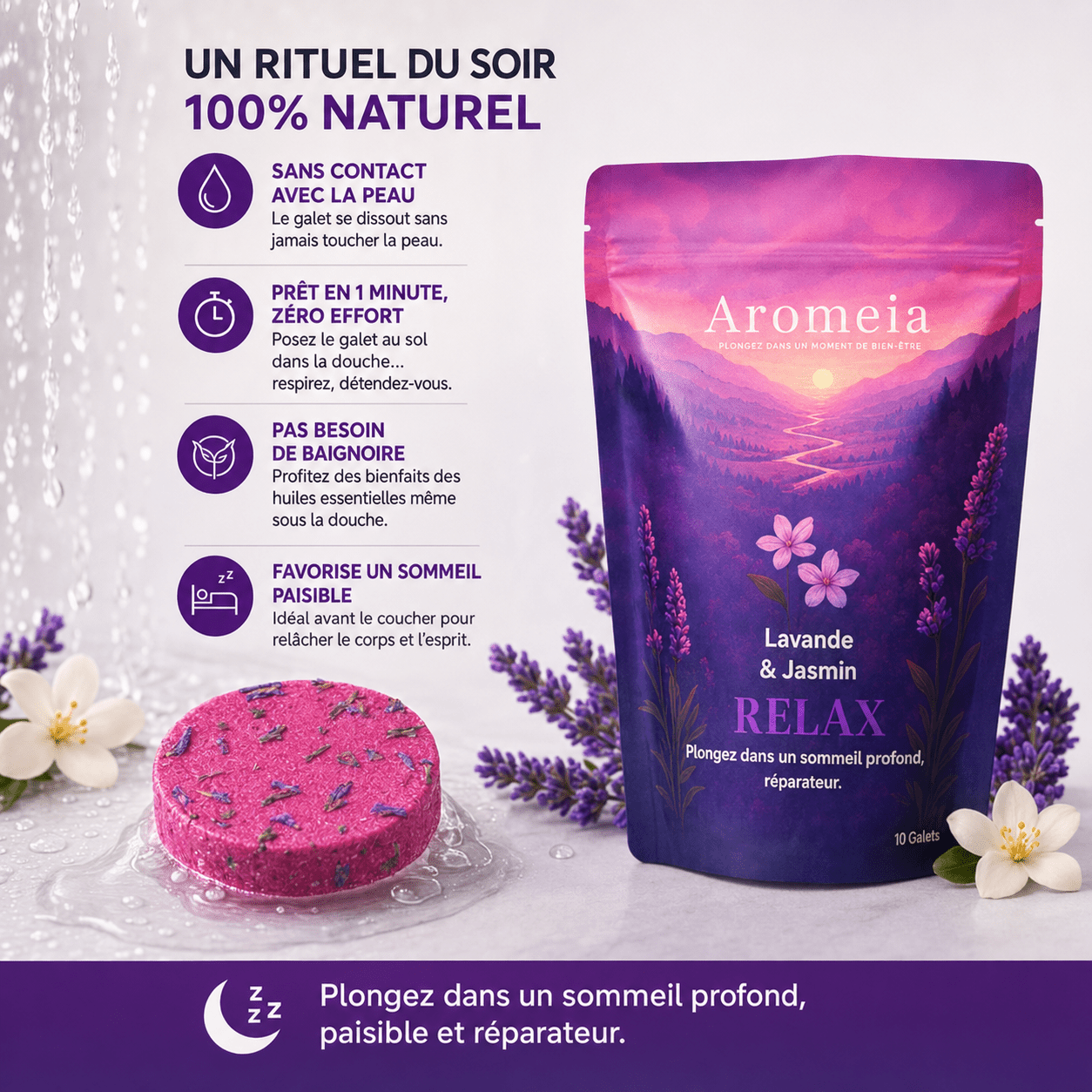 Coffret Relax | 10 Bombes de douche Lavande & Jasmin - Aromeia
