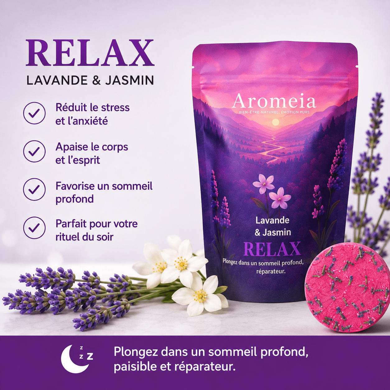 Coffret Relax | 10 Bombes de douche Lavande & Jasmin - Aromeia