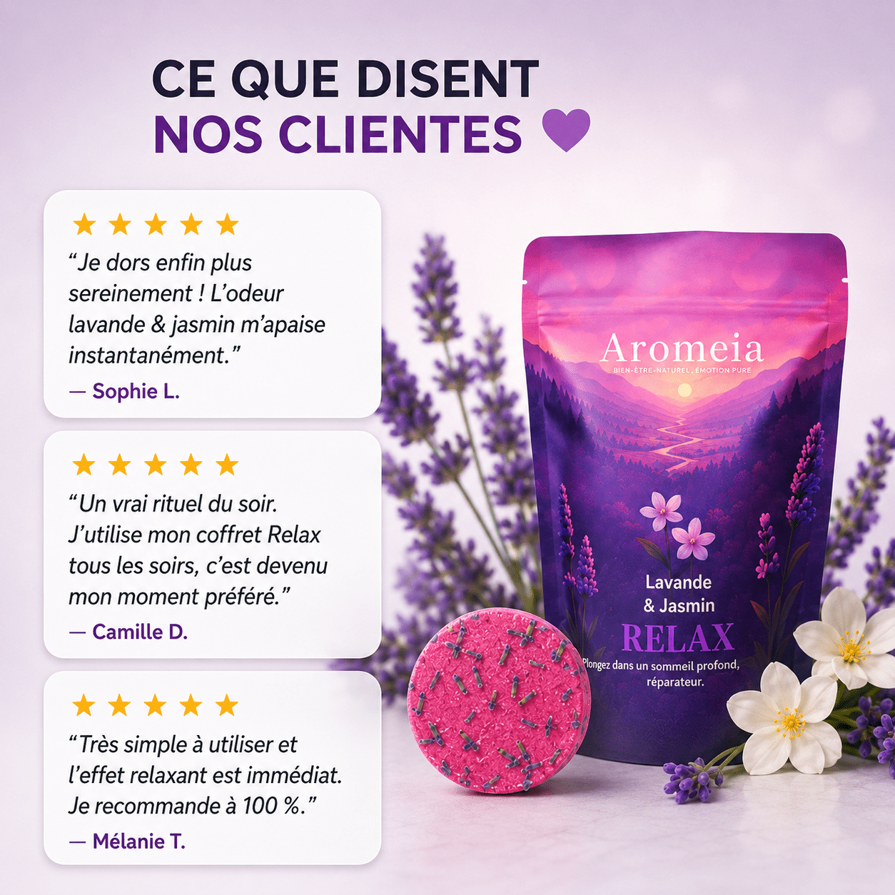 Coffret Relax | 10 Bombes de douche Lavande & Jasmin - Aromeia
