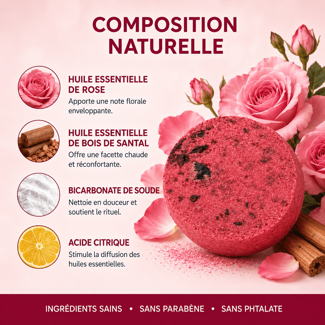 Coffret Sensuel | 10 Bombes de douche Rose & Bois de Santal - Aromeia