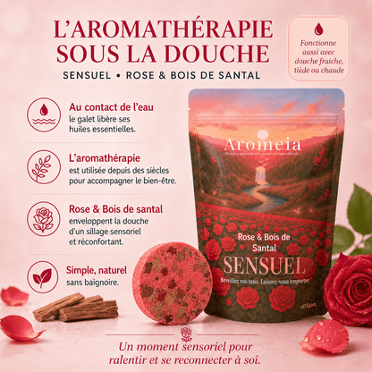 Coffret Sensuel | 10 Bombes de douche Rose & Bois de Santal - Aromeia