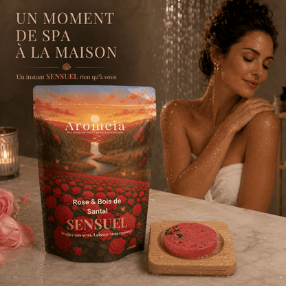 Coffret Sensuel | 10 Bombes de douche Rose & Bois de Santal - Aromeia