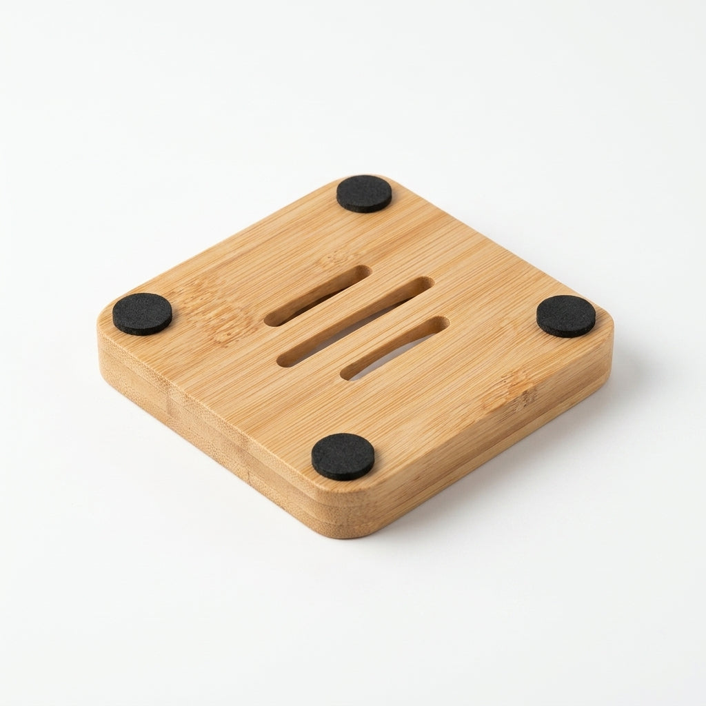 Support en bambou | Socle de diffusion pour bombes de douche Aromeia