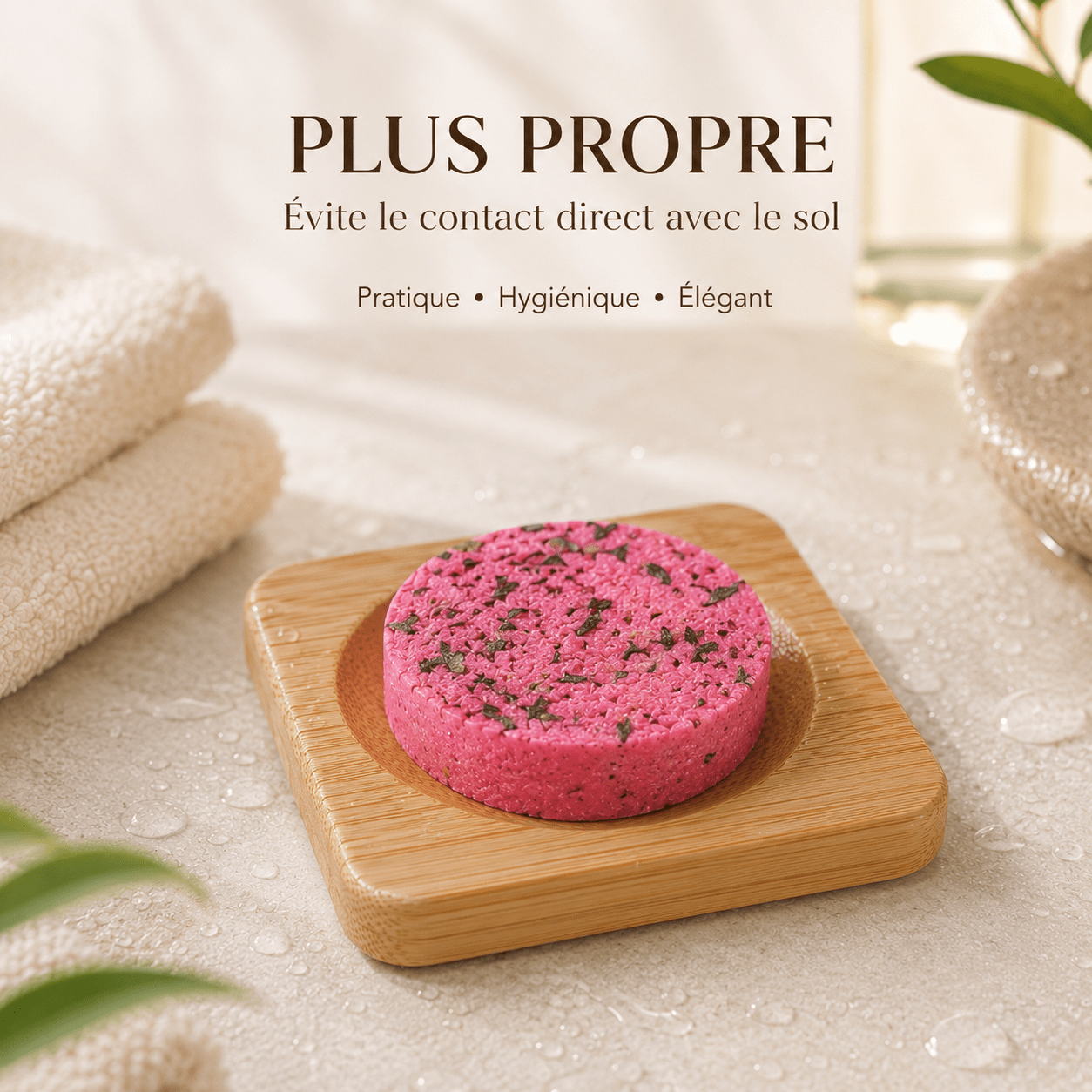 Support en bambou | Socle de diffusion pour bombes de douche - Aromeia