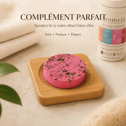 Support en bambou | Socle de diffusion pour bombes de douche - Aromeia