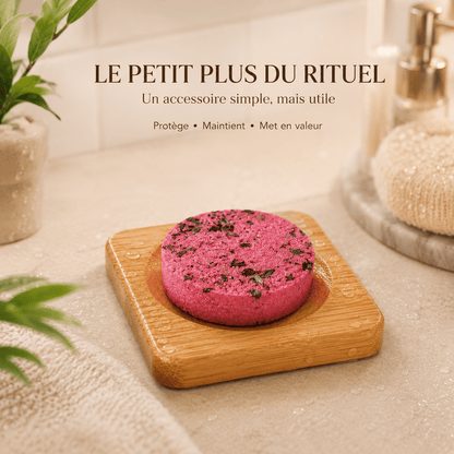 Support en bambou | Socle de diffusion pour bombes de douche - Aromeia